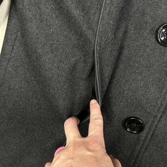 Donnybrook Coat Womens Large Wool Blend Hooded Velvet Trim Button Front Long - Picture 4 of 14